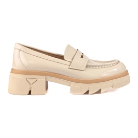 Mocassins à plateforme classiques beiges de Shelovet 4