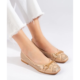 Ballerines femme beiges ajourées avec chaîne Shelovet 2