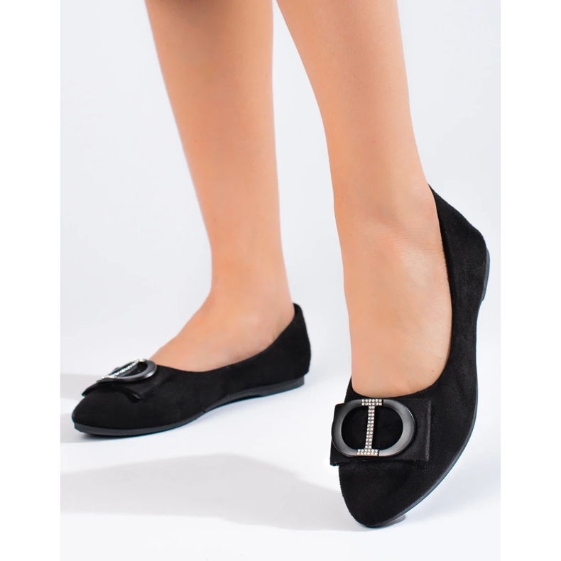 Ballerines femme en daim noir à boucle Shelovet le noir 2
