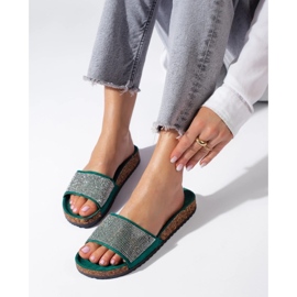 Claquettes Shelovet en liège vert avec zircons 2