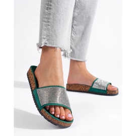 Claquettes Shelovet en liège vert avec zircons 3