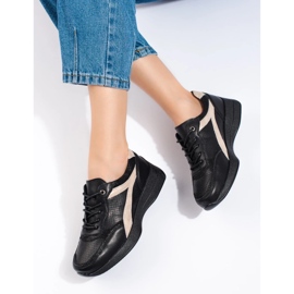 Baskets plateforme en cuir noir Shelovet 2