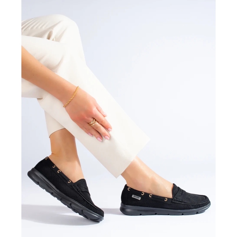 Mocassins femme Shelovet en daim noir 1