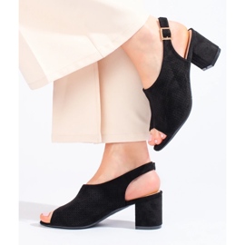 W. Potocki Sandales à talons hauts ajourées noires Shelovet 1