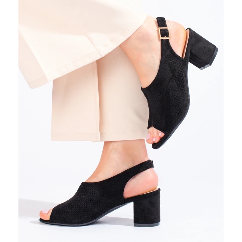 W. Potocki Sandales à talons hauts ajourées noires Shelovet le noir 1