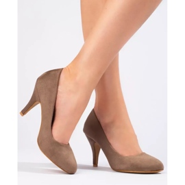 Escarpins classiques à talons en daim marron de Shelovet brun 3
