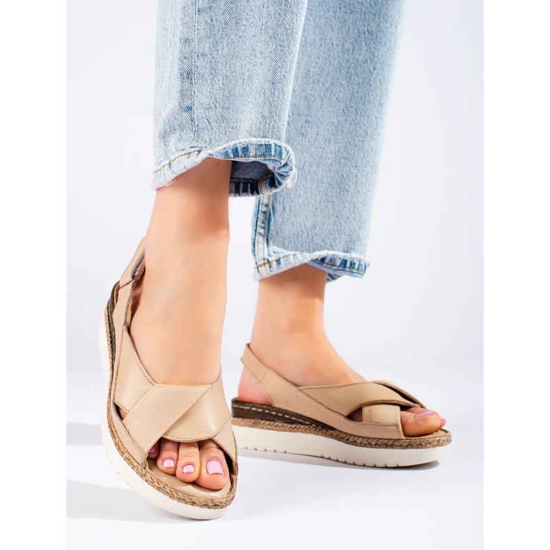 W. Potocki Sandales compensées basses femme Potocki beige 2