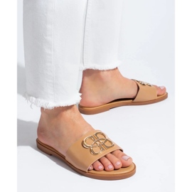 Chaussons Shelovet noirs classiques pour femmes beige 2