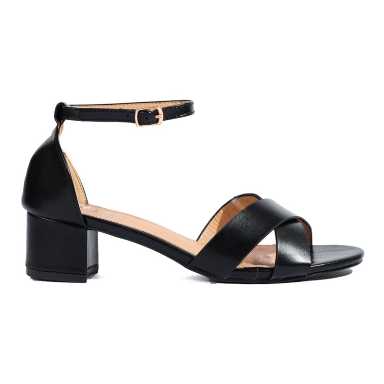 Sandales noires à petits talons de Shelovet 1