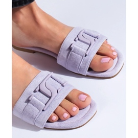 Chaussons en daim violet pour femmes de Shelovet 1