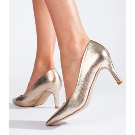 Escarpins classiques à talons hauts Shelovet dorés pour femmes d'or 2