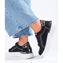 Baskets en textile sur la plate-forme Shelovet noir 1
