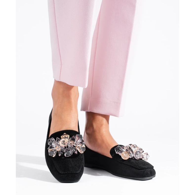 Lords en daim noir avec cristaux Shelovet décoratifs 2