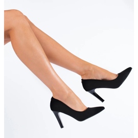 Escarpins à talons hauts en daim noir Shelovet 2