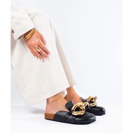 Claquettes noires avec une grosse chaîne Shelovet le noir 1 Claquettes noires avec une grosse chaîne Shelovet le noir 1