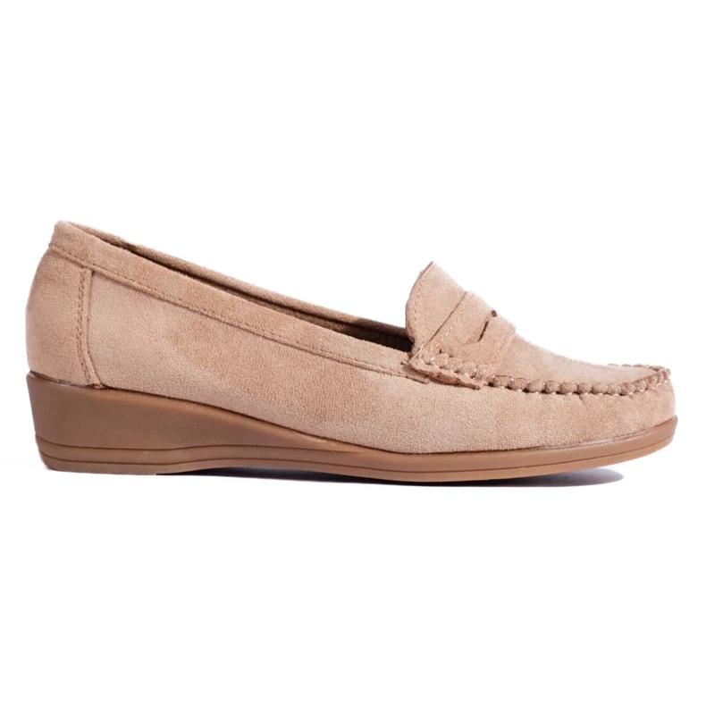 Mocassins en daim beige à semelle compensée basse de Shelovet 2