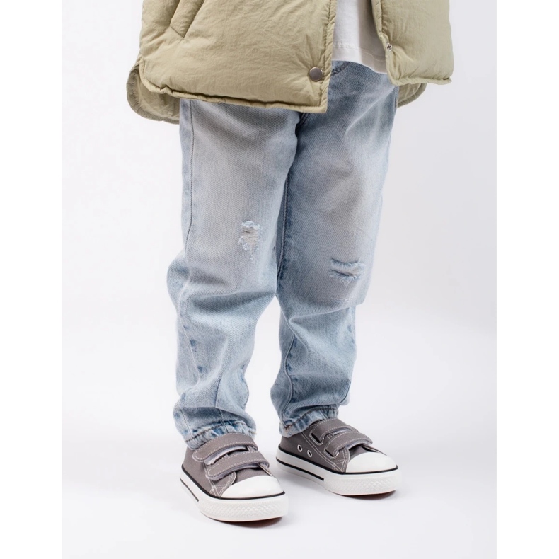 Baskets pour enfants avec velcro gris Vico 2