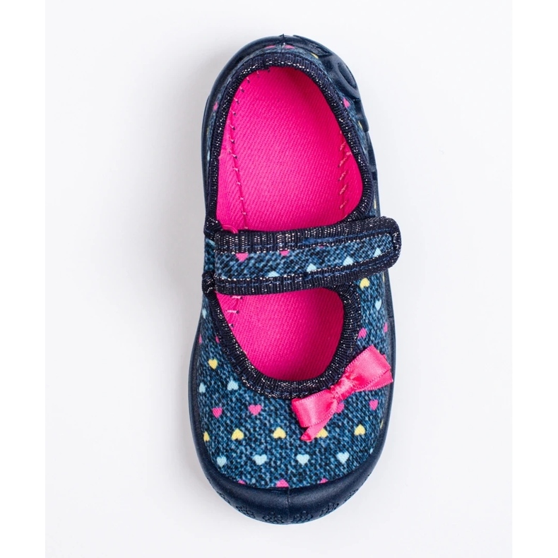 SHELOVET Chaussons pour filles avec coeurs velcro 3F bleu 1 SHELOVET Chaussons pour filles avec coeurs velcro 3F bleu 1