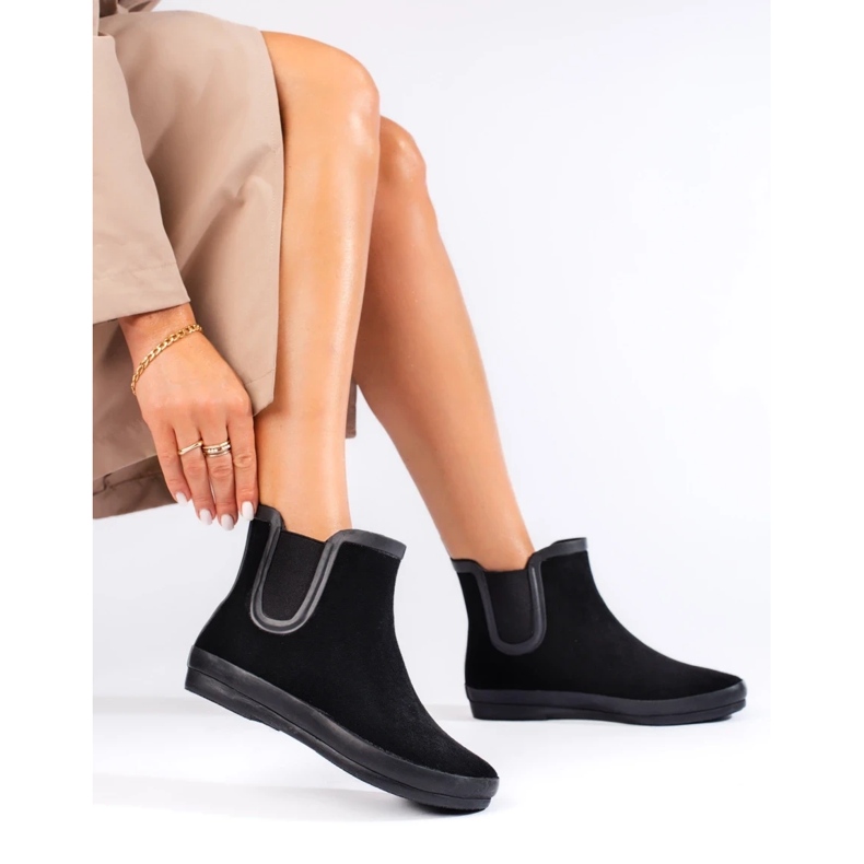 W. Potocki Bottes en daim noires isolées noires Potocki le noir 1