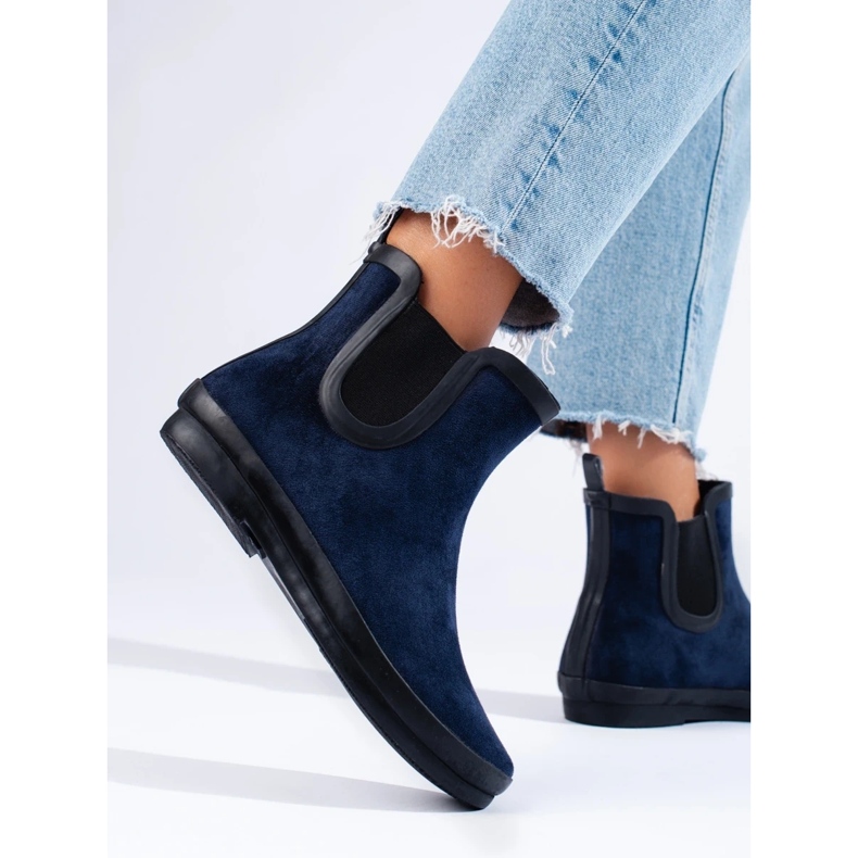 W. Potocki Bottes en caoutchouc isolées en suède bleu marine de Potocki 1