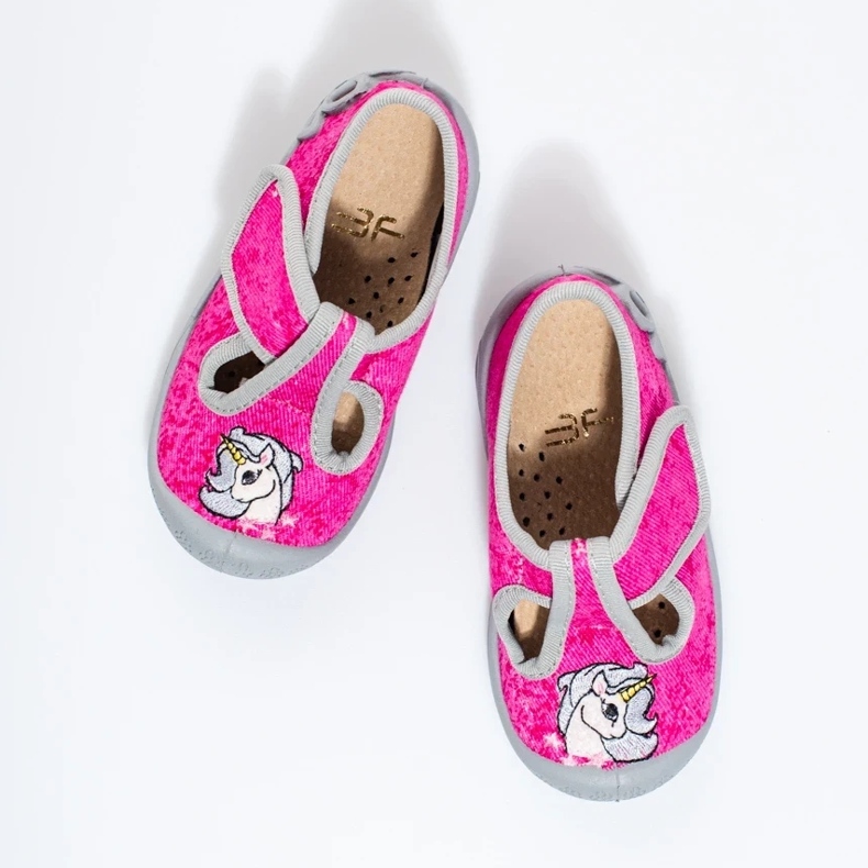 Chaussons velcro licorne rose Shelovet pour fille 1