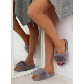 Chaussons gris avec fourrure S37 gris 1