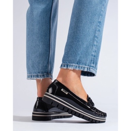 Mocassins plateforme Shelovet vernis noirs 1