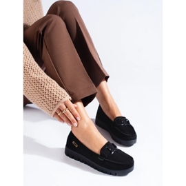 Goodin Mocassins noirs en daim à semelle épaisse 1