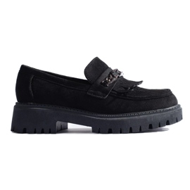 Mocassins femme Shelovet en daim noir le noir 1