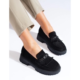 Mocassins femme Shelovet en daim noir le noir 3