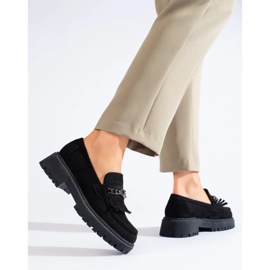 Mocassins femme Shelovet en daim noir le noir 4