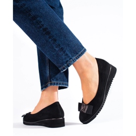 Escarpins compensés bas en daim noir Shelovet le noir 1