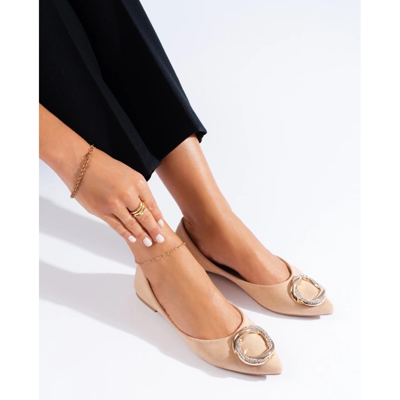 Ballerines femme Shelovet en daim beiges 2