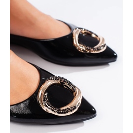 Ballerines femme Shelovet en cuir verni noir 1