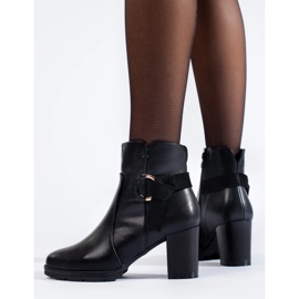 Bottines confortables à talons hauts Shelovet noires 1