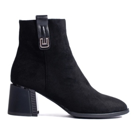 Bottines à talons hauts classiques en daim Shelovet noires le noir 2