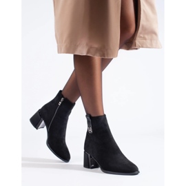 Bottines à talons hauts classiques en daim Shelovet noires le noir 3