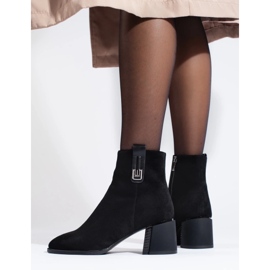 Bottines à talons hauts classiques en daim Shelovet noires le noir 4