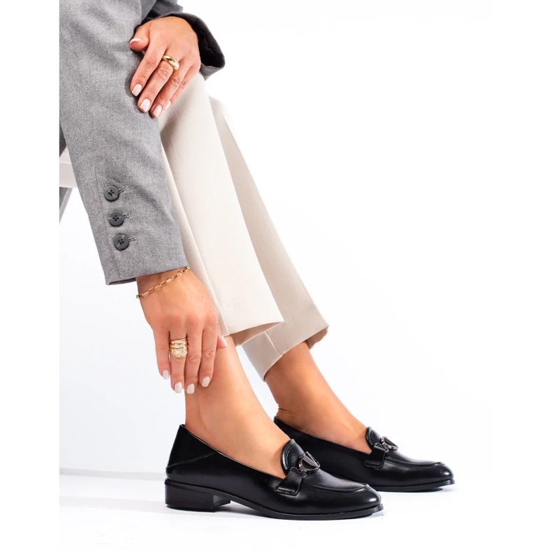 Lords noirs pour femmes en cuir écologique Shelovet le noir 2