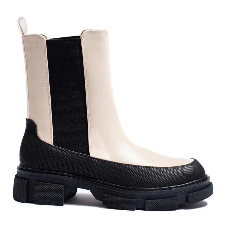 Goodin Bottines Chelsea hautes femme Shelovet beiges 2