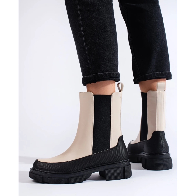 Goodin Bottines Chelsea hautes femme Shelovet beiges 1