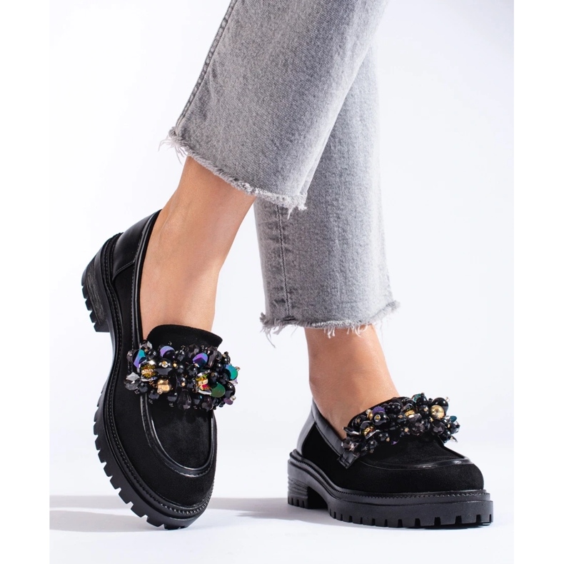 Mocassins en daim noir pour femmes de Shelovet le noir 2