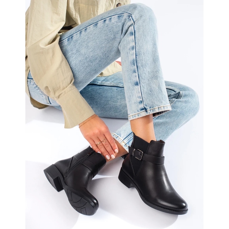 Bottines noires pour femmes avec insert en caoutchouc Shelovet le noir 2