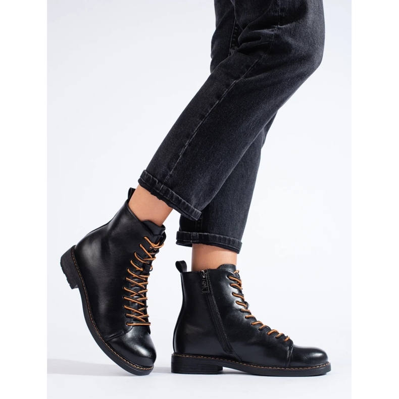 Bottines de travail à lacets femme Vinceza noires 1