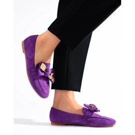Mocassins femme en daim violet 3