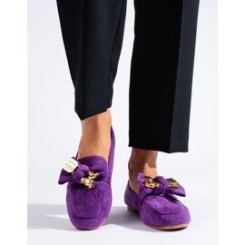 Mocassins femme en daim violet 4