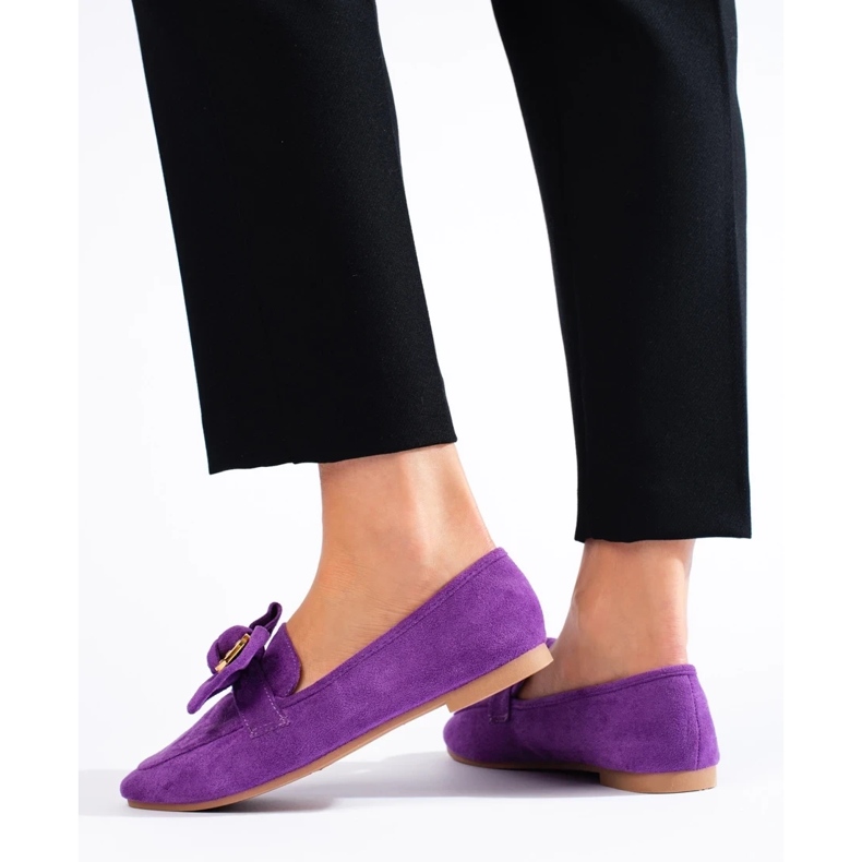 Mocassins femme en daim violet 1