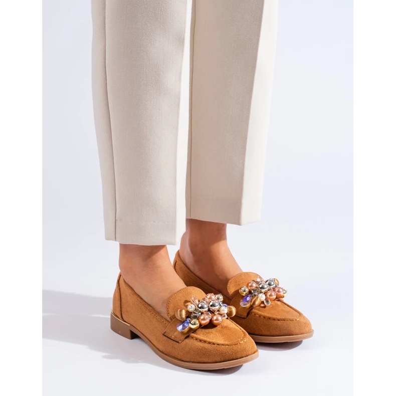 Seigneurs chameaux pour femmes Shelovet avec cristaux brun 1