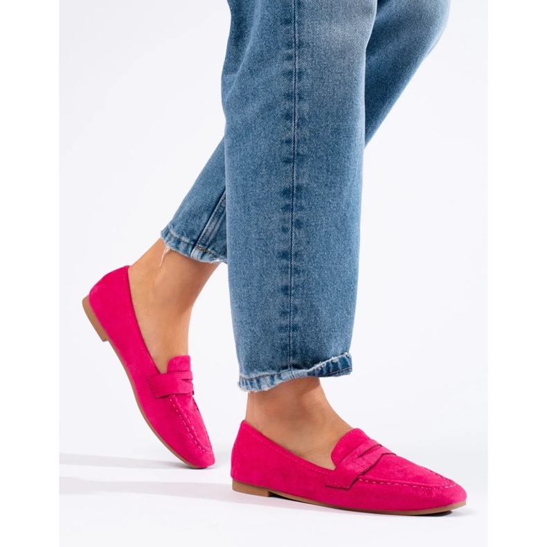 Lords en daim confortables pour femmes fuchsia Shelovet rose 1
