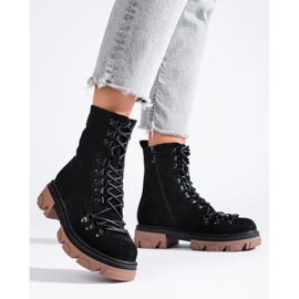 Bottes de travail à lacets en daim, noir, Vinceza le noir 4
